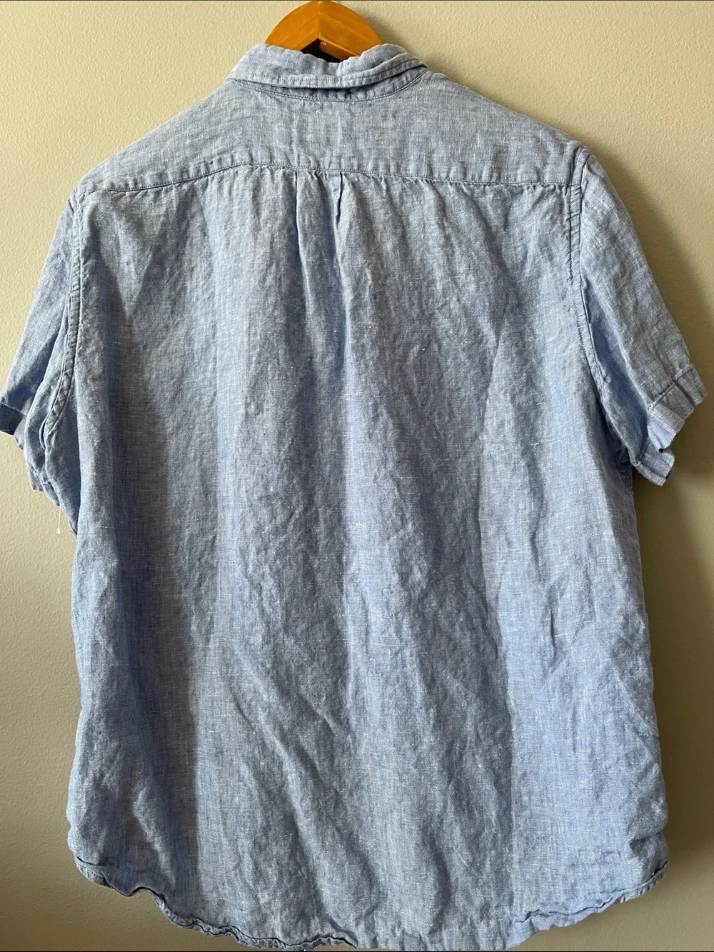 J. Crew Irish Linen Light Blue Short-Sleeve Button-Down Shirt